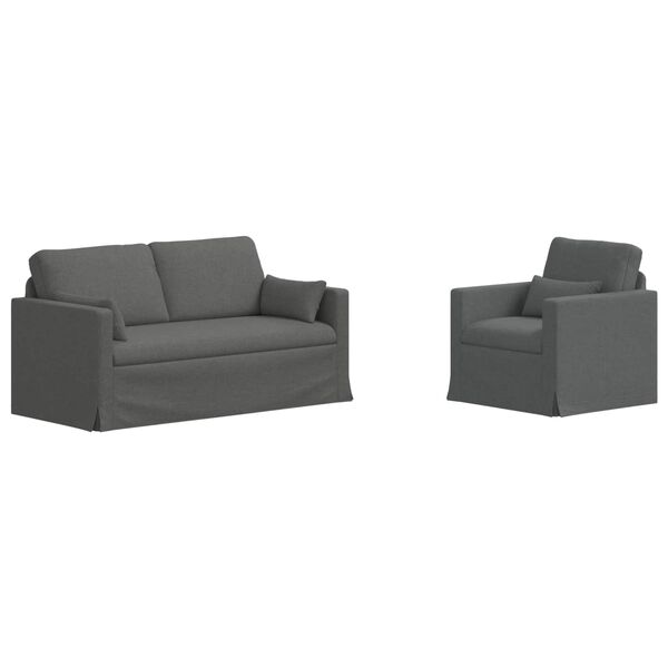 vidaXL Canap&eacute; 2 pcs Gris fonc&eacute; 158 x 78 x 80 cm tissu