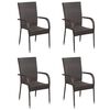 vidaXL Ensemble &agrave; manger de jardin 5 pcs r&eacute;sine tress&eacute;e marron