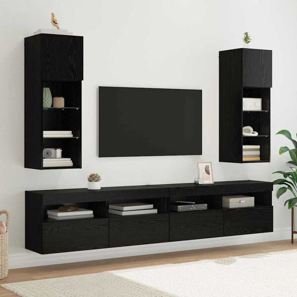 vidaXL Meubles TV muraux 2 pcs Ch&ecirc;ne noir 30,5 x 30 x 90 cm