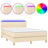 vidaXL Sommier &agrave; lattes de lit avec matelas LED Cr&egrave;me 140x190 cm Tissu
