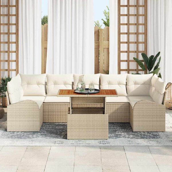 vidaXL Ensemble de canap&eacute; de jardin avec coussin 8 pcs beige et cr&egrave;me