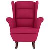 vidaXL Fauteuil &agrave; bascule &agrave; oreilles en velours rouge vin bois massif