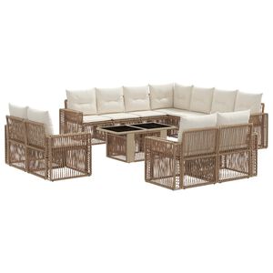 vidaXL Ensemble de canap&eacute; de jardin 12 pc Beige et blanc cr&egrave;me