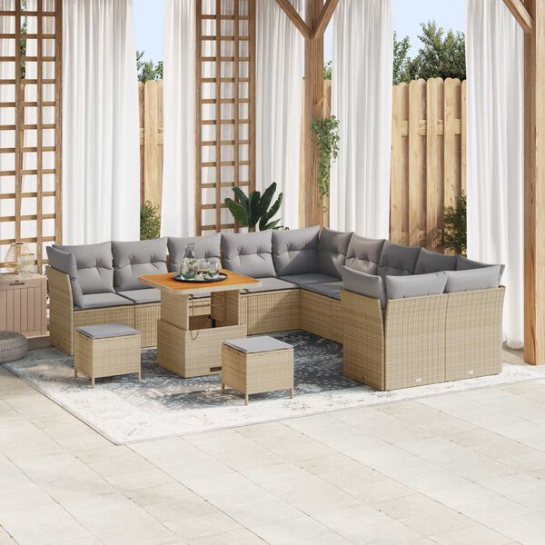 vidaXL Ensemble de canap&eacute; de jardin 13 pcs Beige et Gris clair