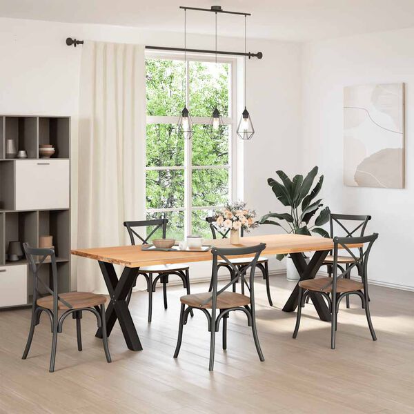 vidaXL Pieds de table &agrave; manger en forme de X, 2 pi&egrave;ces, noir, 70 x (72-73) cm, acier