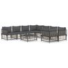 vidaXL Salon de jardin 9 pcs avec coussins anthracite r&eacute;sine tress&eacute;e