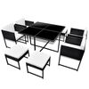 vidaXL Ensemble &agrave; manger d'ext&eacute;rieur 9pcs coussins r&eacute;sine tress&eacute;e noir