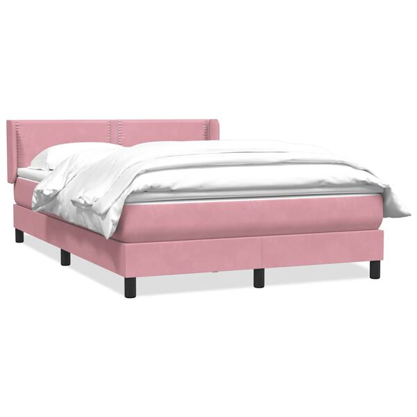vidaXL Sommier à lattes de lit avec matelas rose 140x210 cm velours
