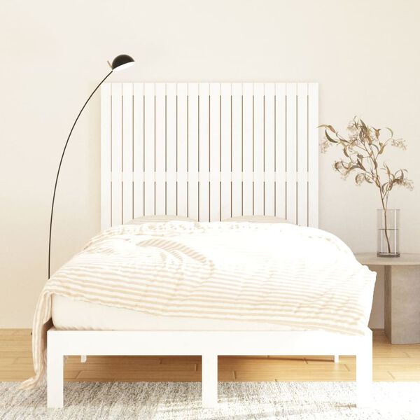 vidaXL T&ecirc;te de lit murale Blanc 127,5x3x110 cm Bois massif de pin
