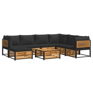 vidaXL Salon de jardin avec coussins 8 pcs bois massif d'acacia