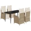 vidaXL Ensemble &agrave; manger de jardin avec coussins 5pcs Beige poly rotin
