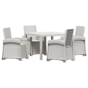 vidaXL Ensemble de salle &agrave; manger pour jardin 5 pc Blanc et cr&egrave;me PP