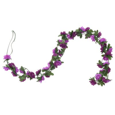 vidaXL Guirlandes de fleurs de Noël 6 pcs violet clair 240 cm