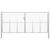vidaXL Portail de jardin en acier galvanis&eacute; 400 x 200 cm argent&eacute;