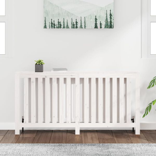 vidaXL Cache-radiateur Blanc 169x19x84 cm Bois massif de pin