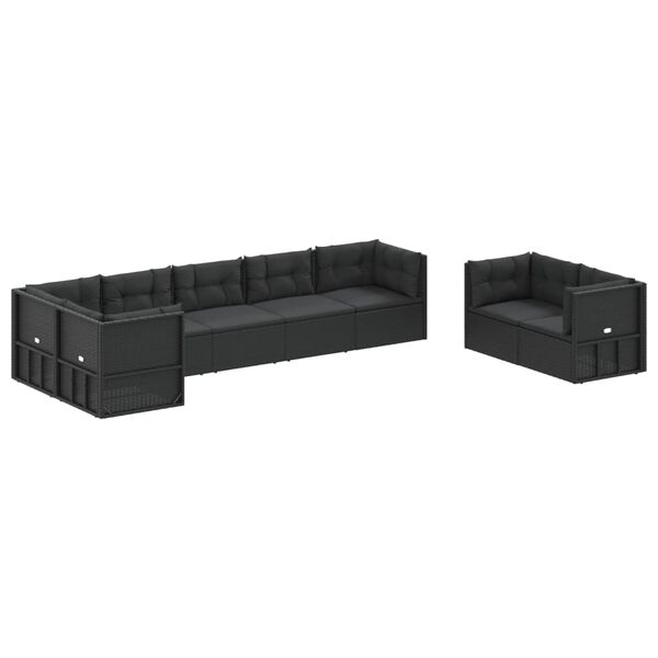 vidaXL Salon de jardin 8 pcs avec coussins noir r&eacute;sine tress&eacute;e