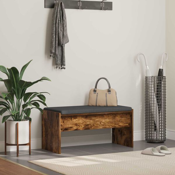 vidaXL Banc d'entr&eacute;e avec coussin Ch&ecirc;ne fum&eacute; 83 x 38 x 40 cm