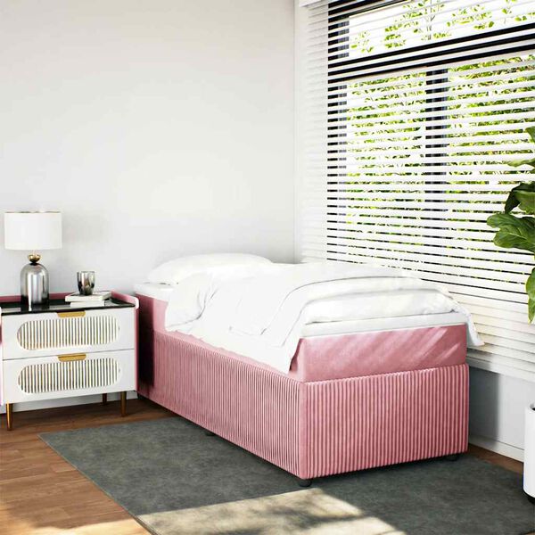 vidaXL Sommier &agrave; lattes de lit avec matelas Rose 100x200 cm Velours