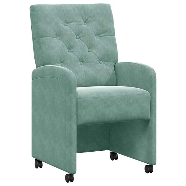 vidaXL Chaises de Salle &agrave; Manger avec Roues 2 pcs Vert marin Velours