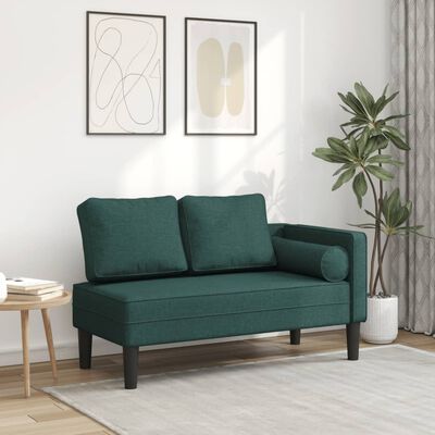 vidaXL Chaise longue avec coussins vert foncé tissu