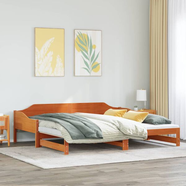 vidaXL Lit de jour et lit gigogne sans matelas 90x190 cm bois massif