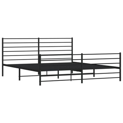 vidaXL Cadre de lit métal sans matelas avec pied de lit noir 183x213cm