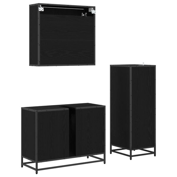 vidaXL Ensemble de mobilier de salle de bain 3 pcs Ch&ecirc;ne noir
