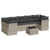 vidaXL Salon de jardin 8 pcs avec coussins gris clair r&eacute;sine tress&eacute;e