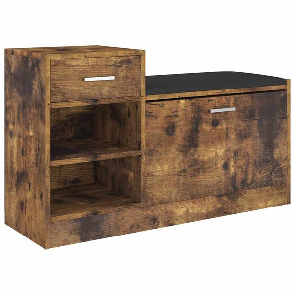 vidaXL Banc &agrave; chaussures Ch&ecirc;ne fum&eacute; 94,5x31x57 cm Bois d'ing&eacute;nierie