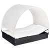 vidaXL Chaise longue double avec auvent R&eacute;sine tress&eacute;e Noir