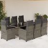 vidaXL Ensemble &agrave; manger de jardin 9 pcs coussins gris r&eacute;sine tress&eacute;e