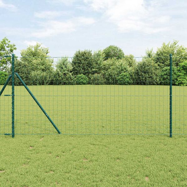 vidaXL Cl&ocirc;ture avec poteau Vert 1,2 x 25 m Acier