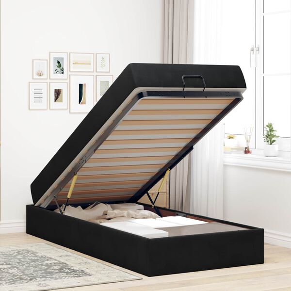 vidaXL Cadre de lit avec matelas avec matelas 2 pcs Noir Velours
