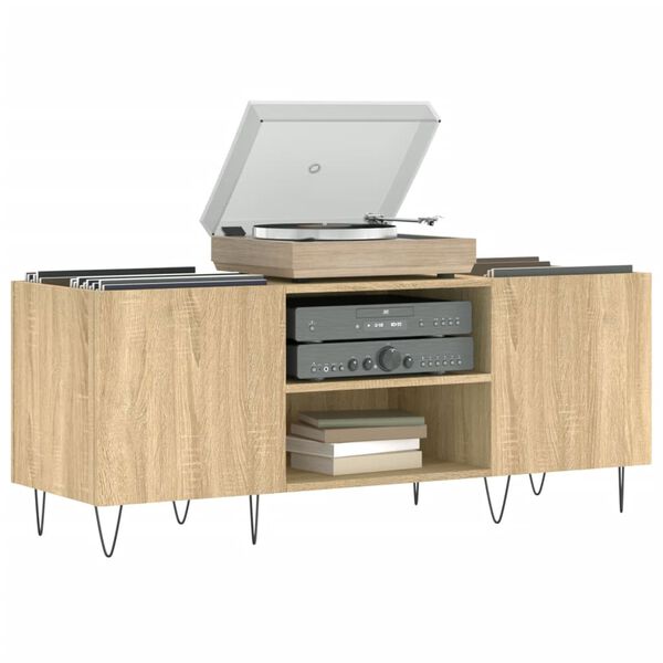 vidaXL Armoire &agrave; disques ch&ecirc;ne sonoma 121x38x48 cm bois d'ing&eacute;nierie