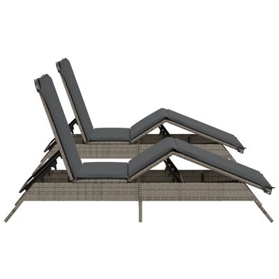 vidaXL Chaises longues avec coussins lot de 2 gris résine tressée