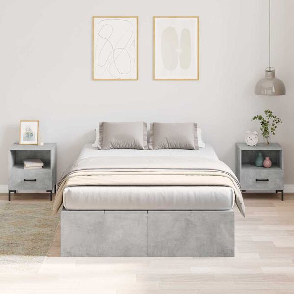 vidaXL Cadre de lit avec rangement Gris b&eacute;ton 120 x 190 cm