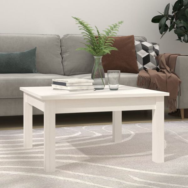 vidaXL Table basse Blanc 55x55x30 cm Bois massif de pin