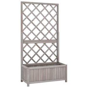 vidaXL Jardini&egrave;re avec treillis gris 70x30x135 cm bois massif de sapin