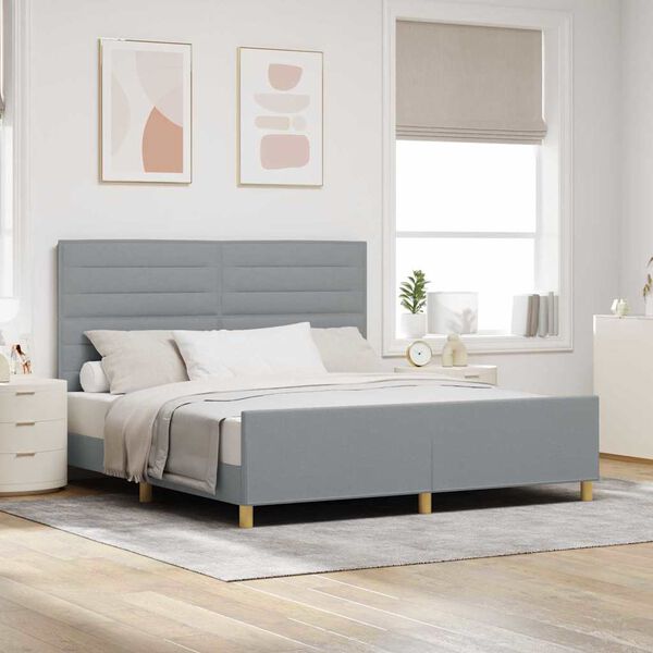 vidaXL Cadre de lit avec t&ecirc;te de lit Gris clair 180 x 200 cm tissu