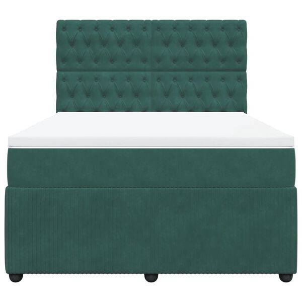 vidaXL Sommier &agrave; lattes de lit et matelas Vert fonc&eacute; 140x190cm Velours
