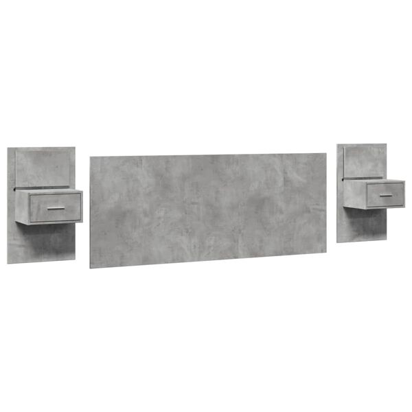 vidaXL T&ecirc;te de lit avec armoires gris b&eacute;ton 200 cm bois d'ing&eacute;nierie