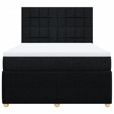 vidaXL Sommier à lattes de lit avec matelas Noir 140x200 cm Tissu