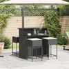 vidaXL Ensemble de bar de jardin 5 pcs avec coussins noir poly rotin