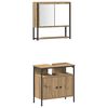 vidaXL Ensemble de mobilier de salle de bain avec &eacute;tag&egrave;re 3 pcs Marron