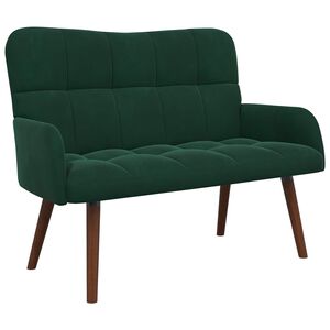 vidaXL Sofa 2 places Vert fonc&eacute; 115 x 61 x 87 cm Velours