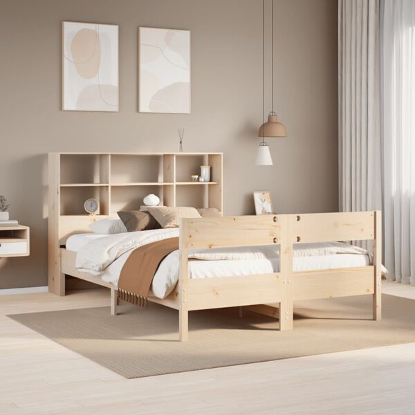 vidaXL Lit biblioth&egrave;que sans matelas 120x200 cm bois de pin massif