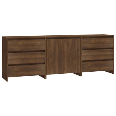 vidaXL Buffets 3 pcs Chêne marron Bois d'ingénierie