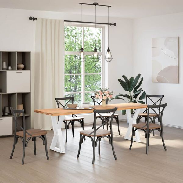 vidaXL Pieds de table &agrave; manger 2 pi&egrave;ces Blanc 60 x (72-73,3) cm Acier