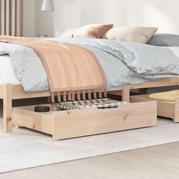 vidaXL Tiroirs sous le lit avec roulettes 2 pcs 85x55x17 cm pin massif