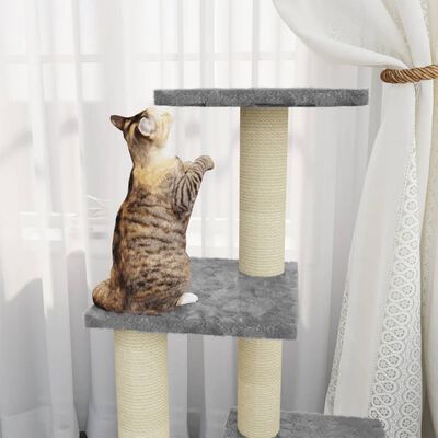 vidaXL Arbre à chat avec griffoirs en sisal Gris clair 92 cm